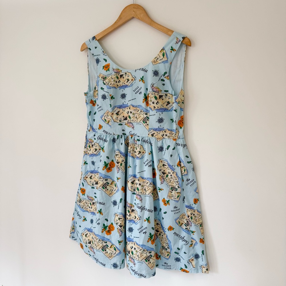 MODCLOTH Golden State California Novelty Print Fit & Flare Dress, Size M - Picture 3 of 16